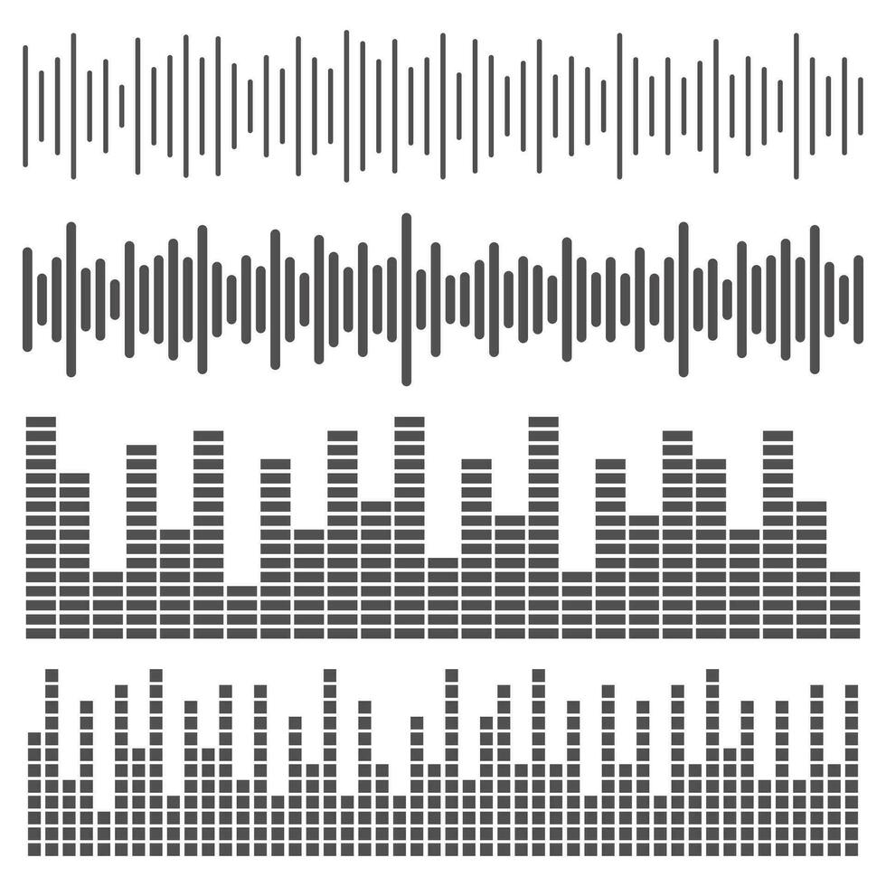musik ljud Vinka. audio av röst och radio frekvens rader. abstrakt utjämnare på vit bakgrund. vektor element