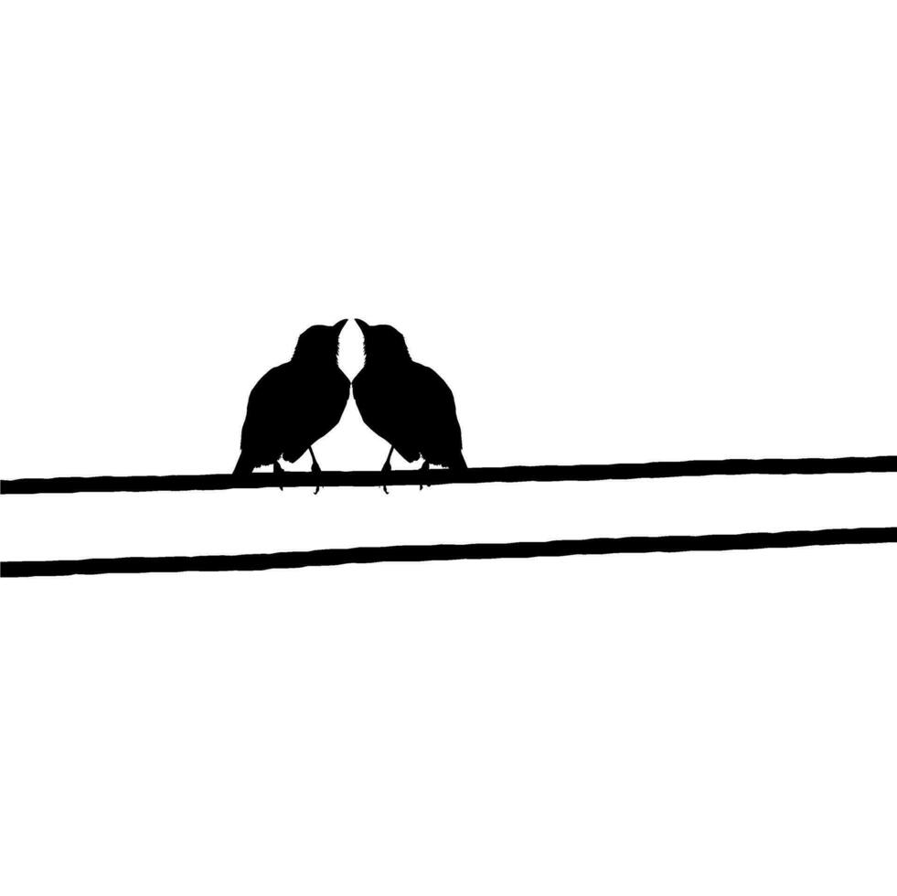 Silhouette von das Paar Vogel thront auf das elektrisch Draht Base auf meine Fotografie. Vektor Illustration
