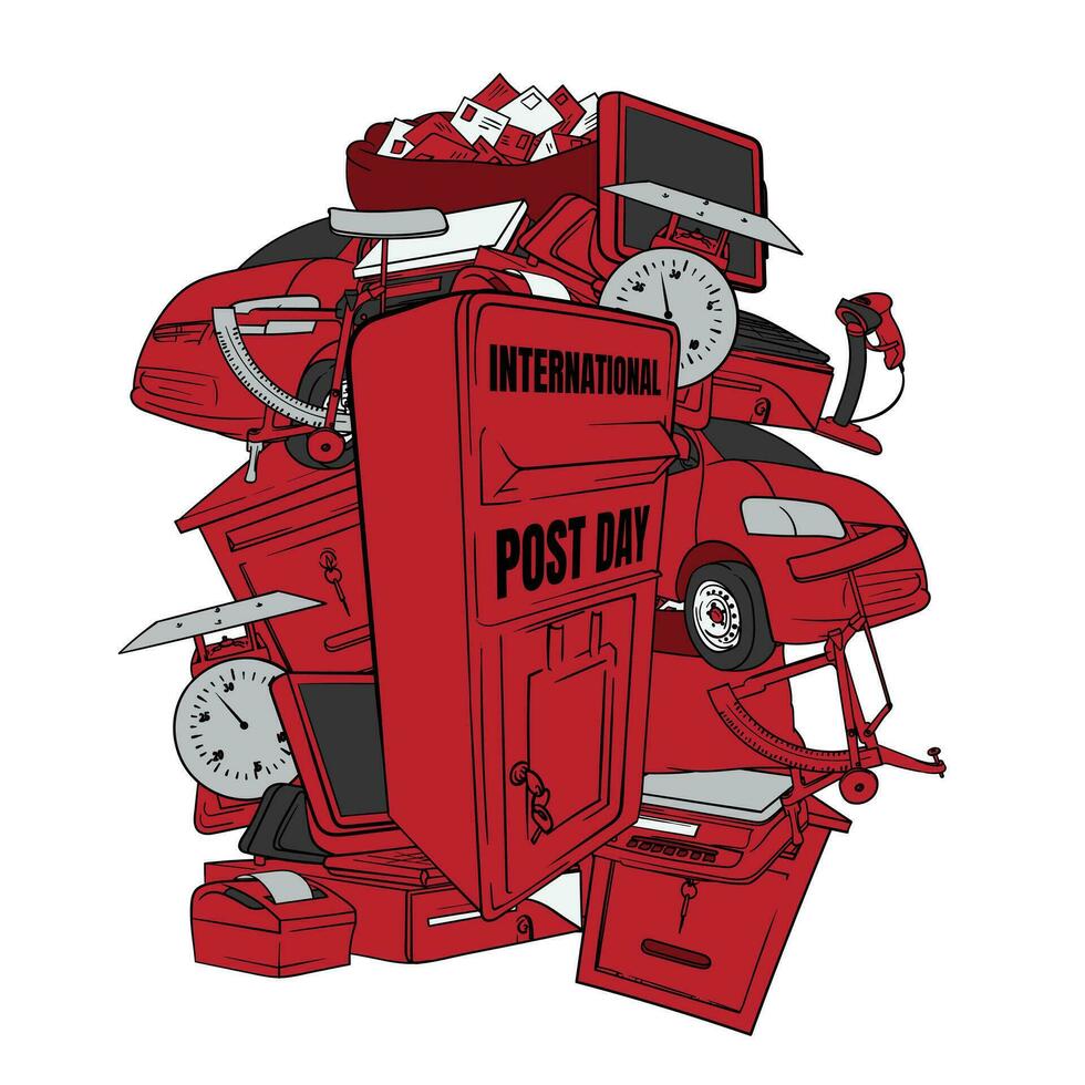 International Post Tag Kampagne Design im rot Gekritzel Kunst Design vektor