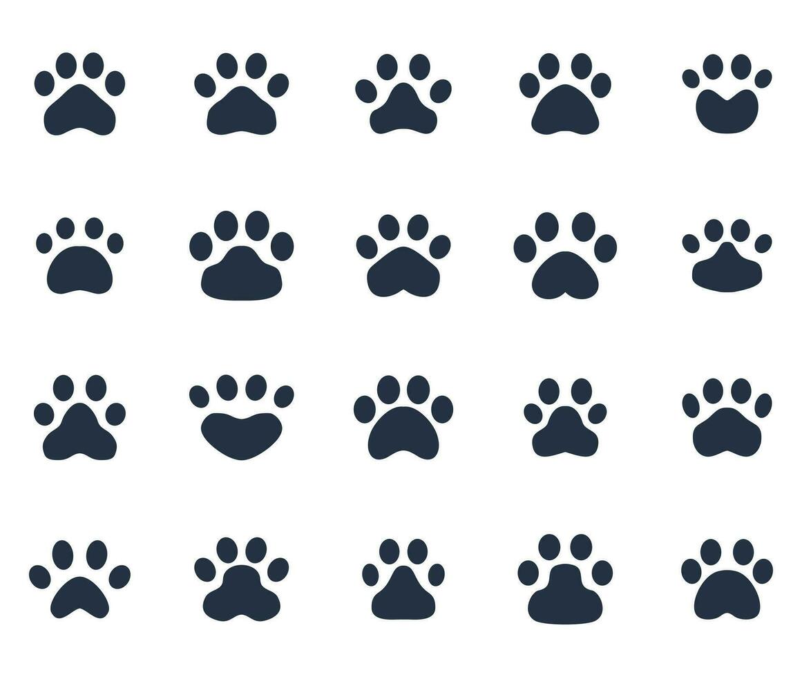 Hand gezeichnet Vektor Hund und Katze Pfoten. Vektor Tier Pfote Symbol Vektor