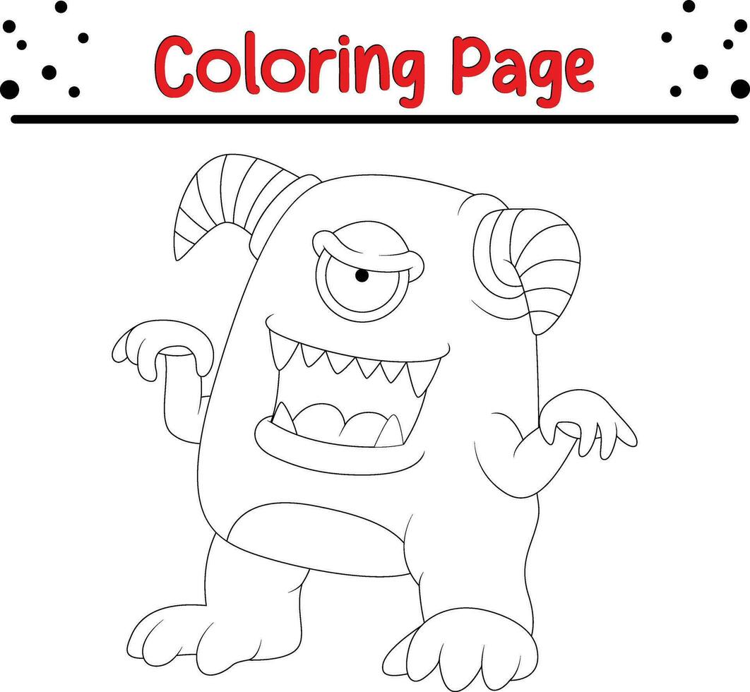 süß Karikatur Monster- Färbung Buchseite. Kinder- schwarz und Weiß Illustration. vektor