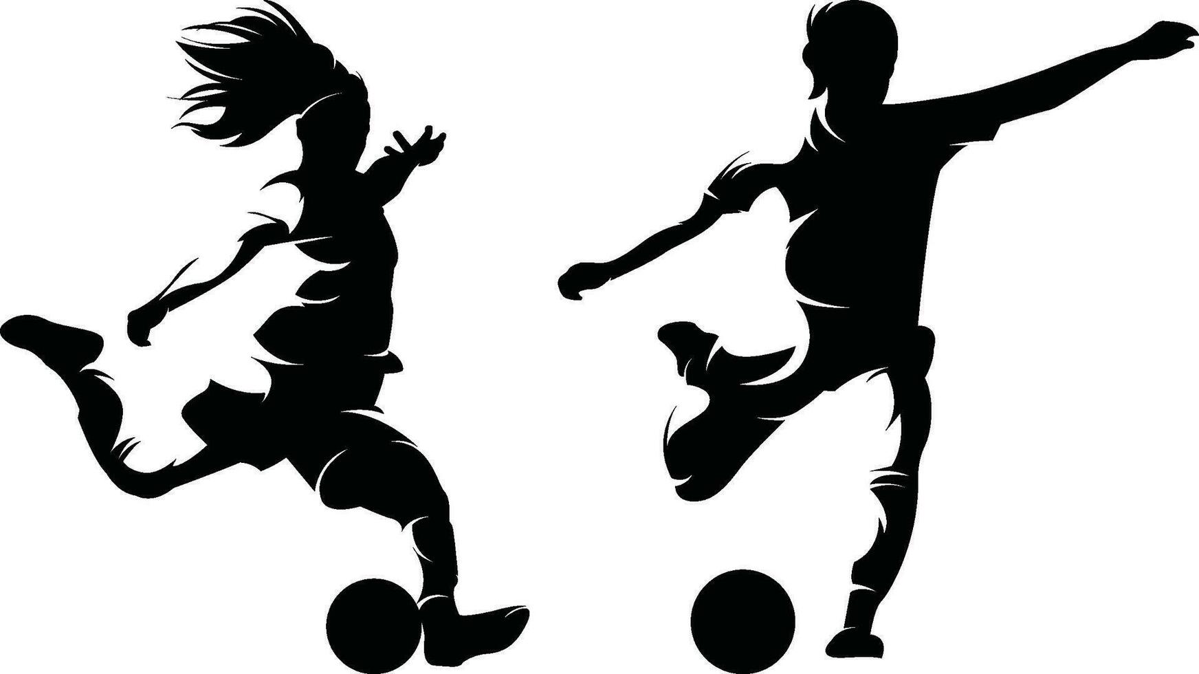 Fußball Freistil Athlet Silhouetten vektor