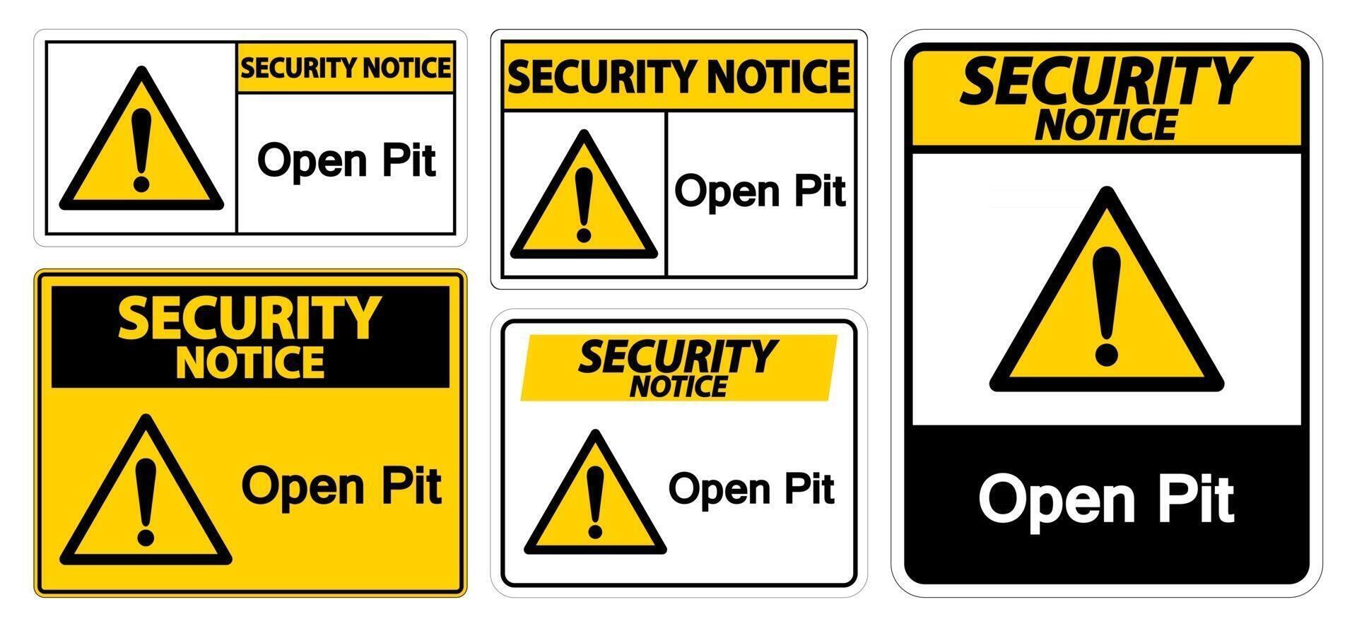 Sicherheitshinweis Open Pit Schild auf weißem Hintergrund isolieren, Vektor-Illustration eps.10 vektor