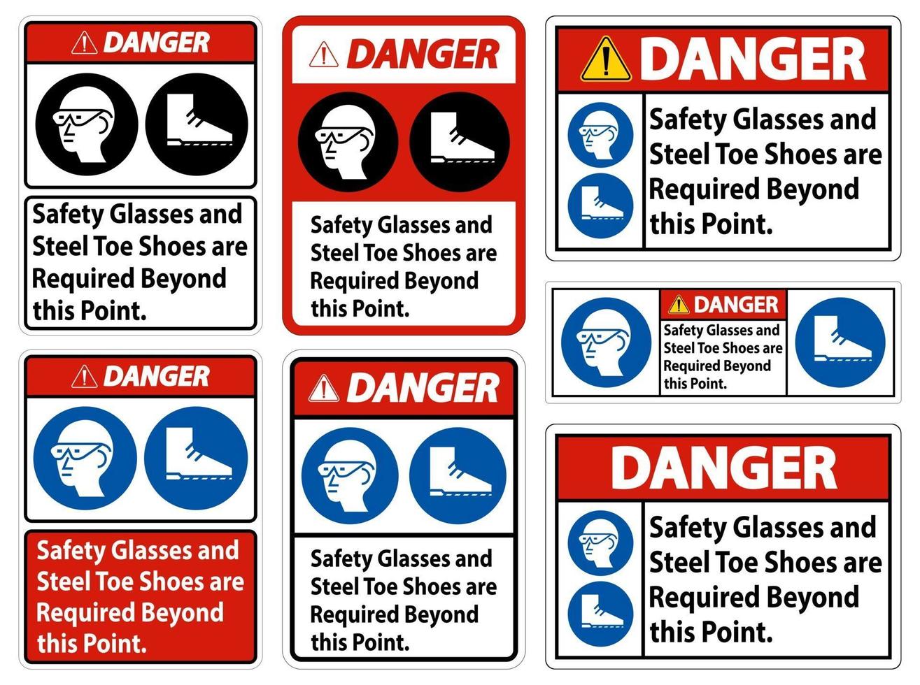 fara skyddsglasögon och tåskor av stål krävs utöver denna punkt vektor