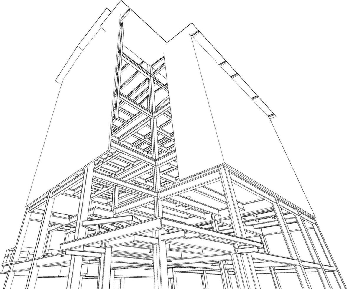 3d illustration av industriell byggnad vektor