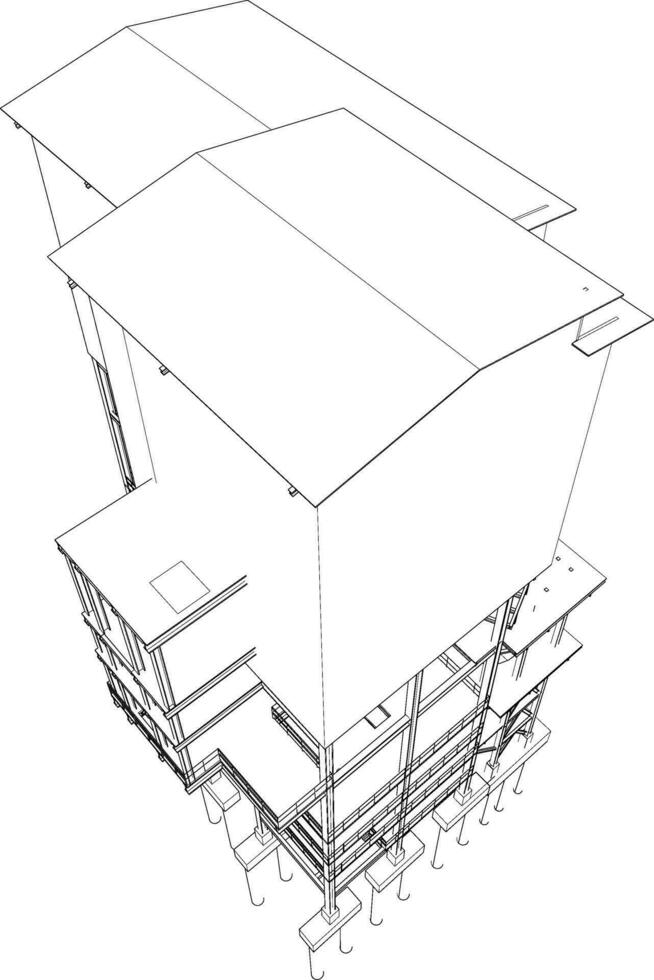 3d illustration av industriell byggnad vektor