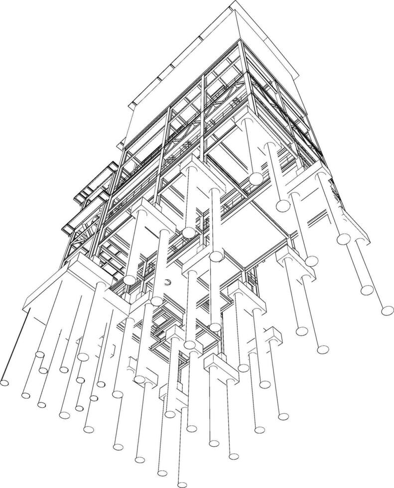 3d illustration av industriell byggnad vektor