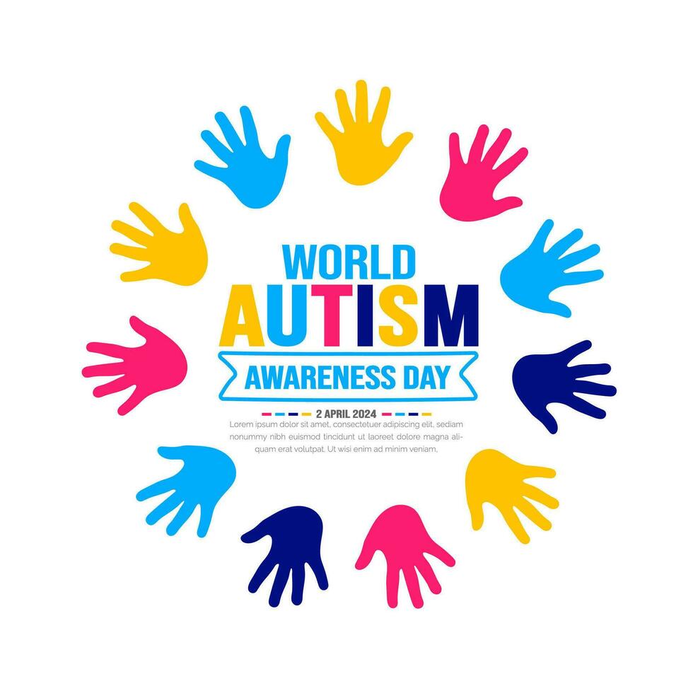 värld autism medvetenhet dag bakgrund mall använda sig av till baner, kort, hälsning kort, affisch, bok omslag, plakat, Foto ram, social media posta baner mall. berömd i 2 april. vektor