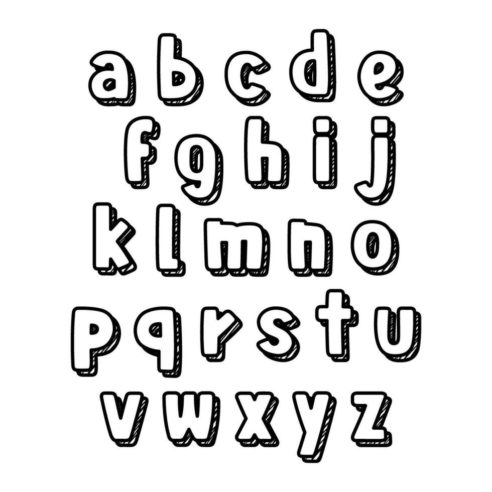 süß Alphabet Kleinbuchstaben mit Schatten. schön Brief Design zum Dekoration. Vektor Illustration Über Brief.