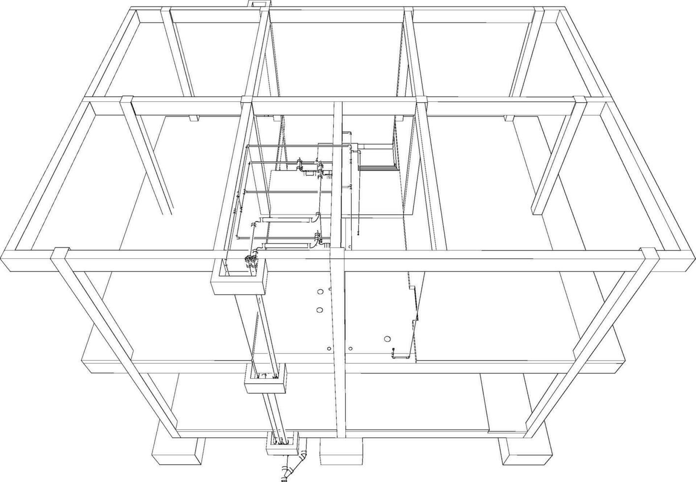 3d illustration av byggnad och konstruktion vektor