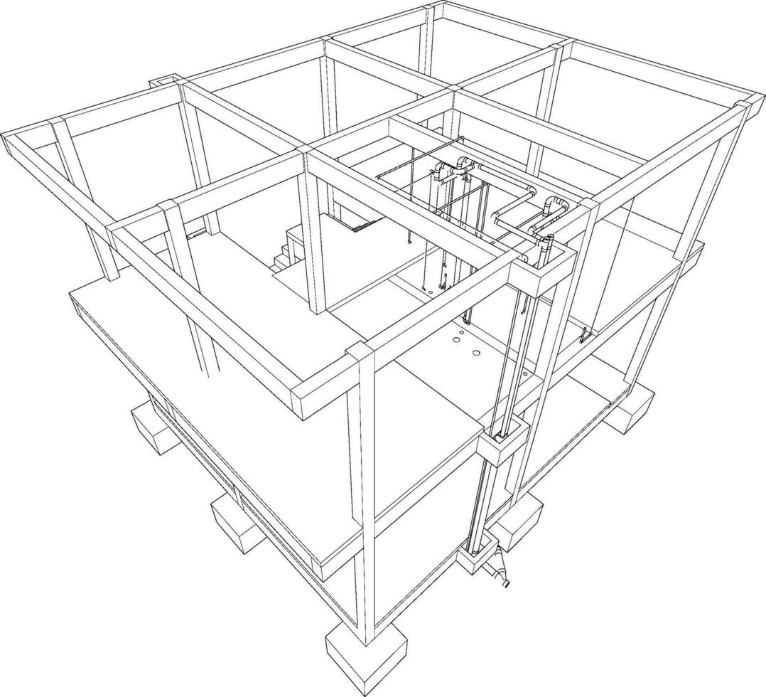 3d Illustration von Gebäude und Konstruktion vektor