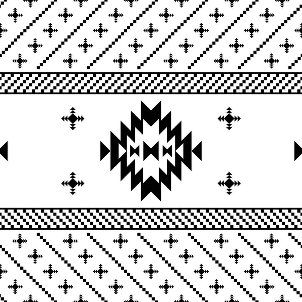 abstrakt geometrisk vektor illustration. etnisk textur motiv. stam- sömlös mönster design för textil- och broderi. svart och vit Färg.