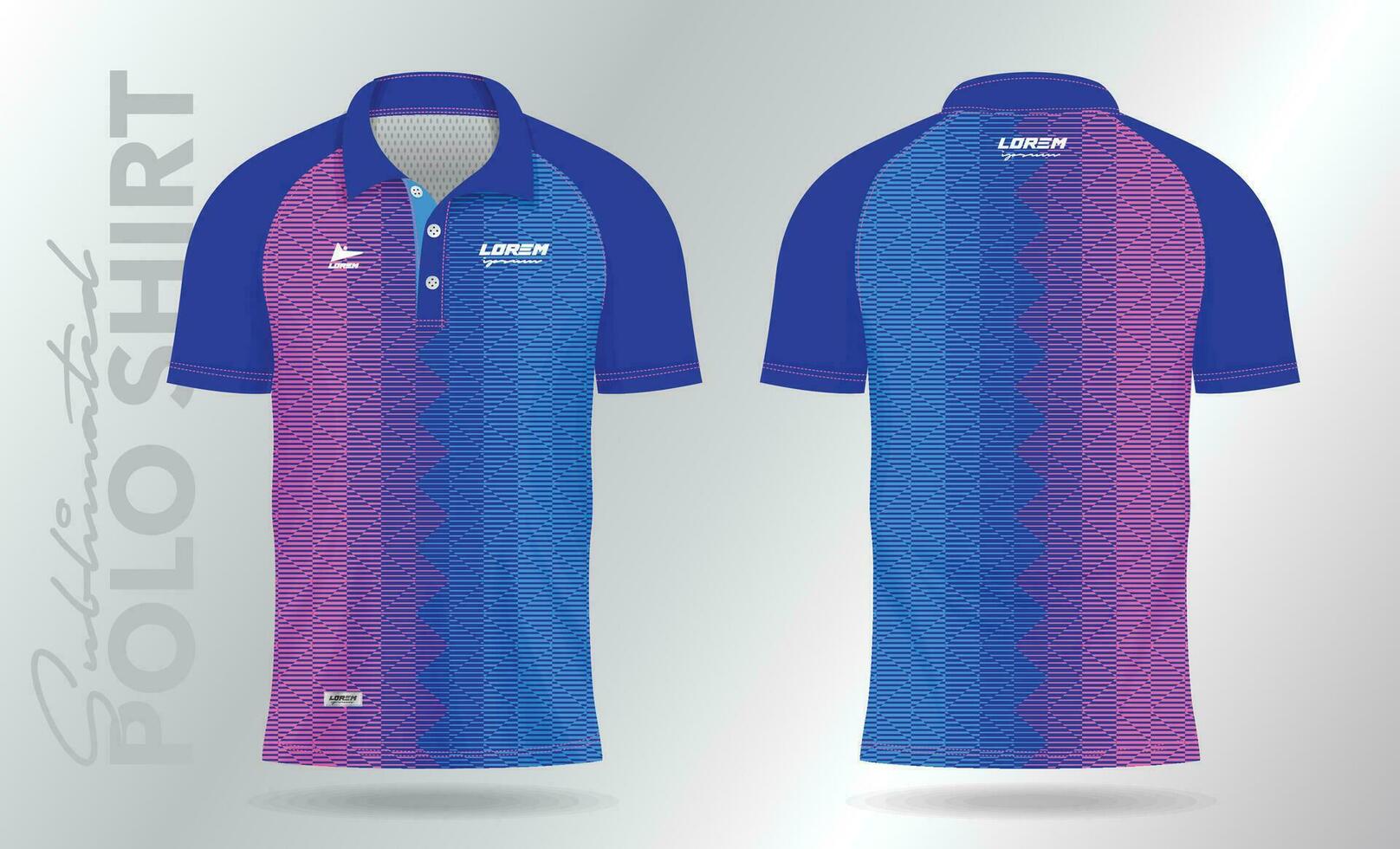 blå rosa polo sport skjorta attrapp mall design vektor