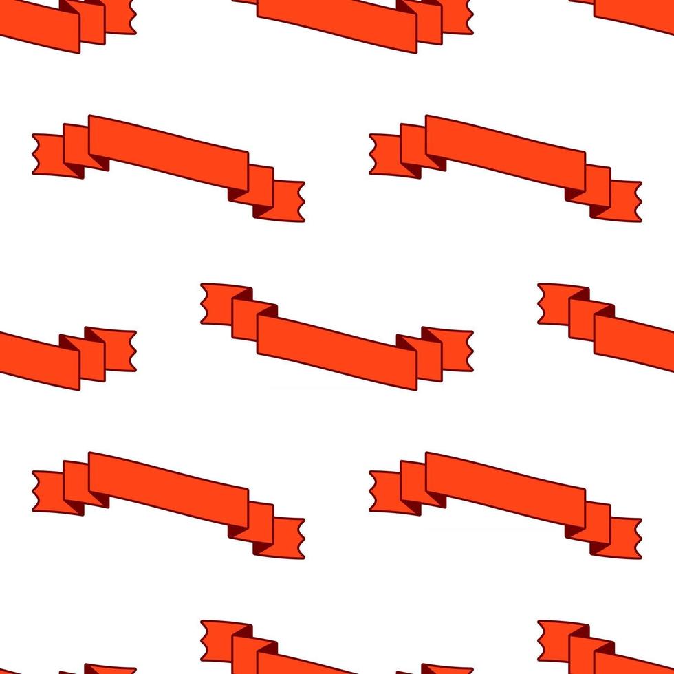 sömlösa mönster av platta röda böjda bandbanderoller. på en vit bakgrund. vektor