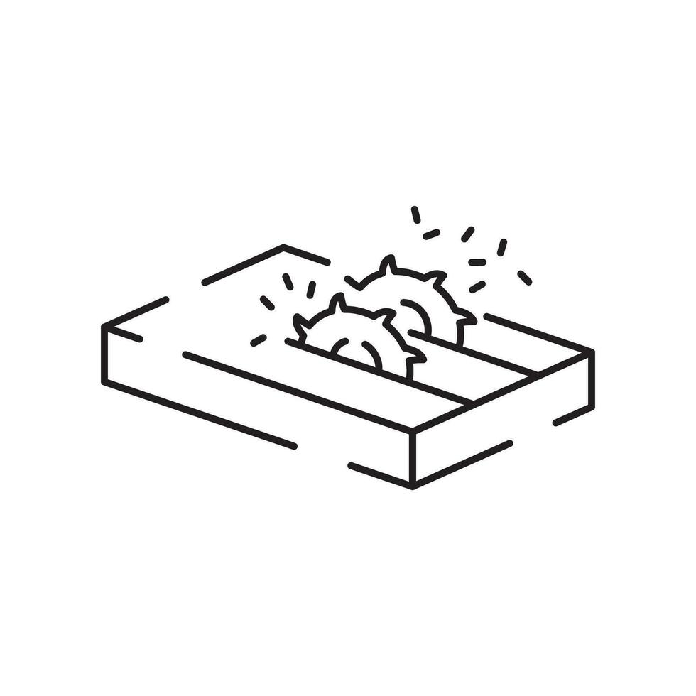 Holzfäller Linie Symbol. Protokollierung, Sägewerk Linie Symbol im Kreise, Protokollierung LKW, Baum Mähdrescher, Holz, Holzfäller, Holz und Holz. Vektor Illustration.