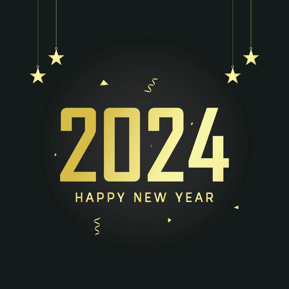Lycklig ny år 2024 - festlig silvester ny år eve fest bakgrund hälsning kort vektor