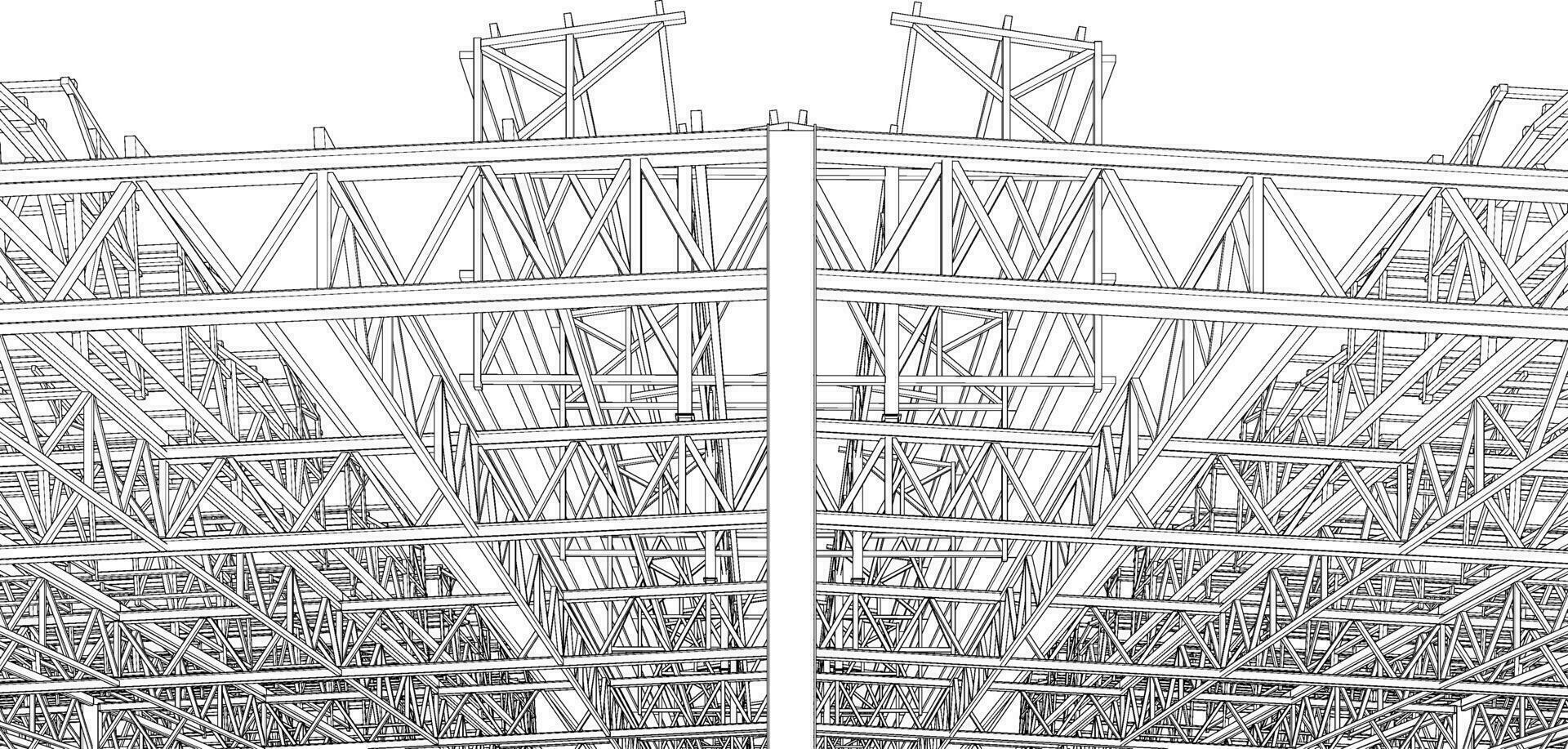 3d illustration av byggnad strukturera vektor