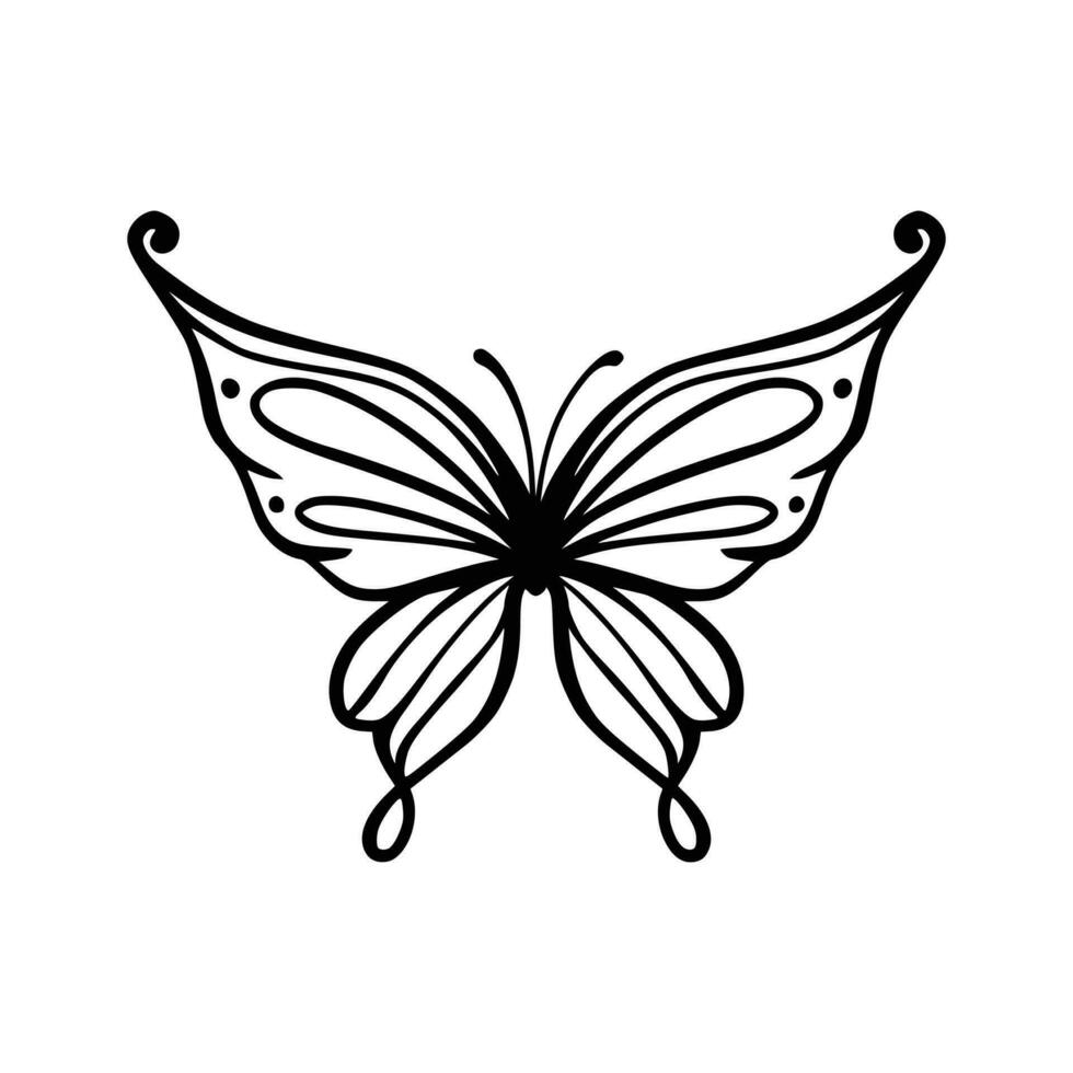 Schmetterling Linie Kunst. einfach minimal Schmetterling Linie tätowieren Symbol Logo vektor