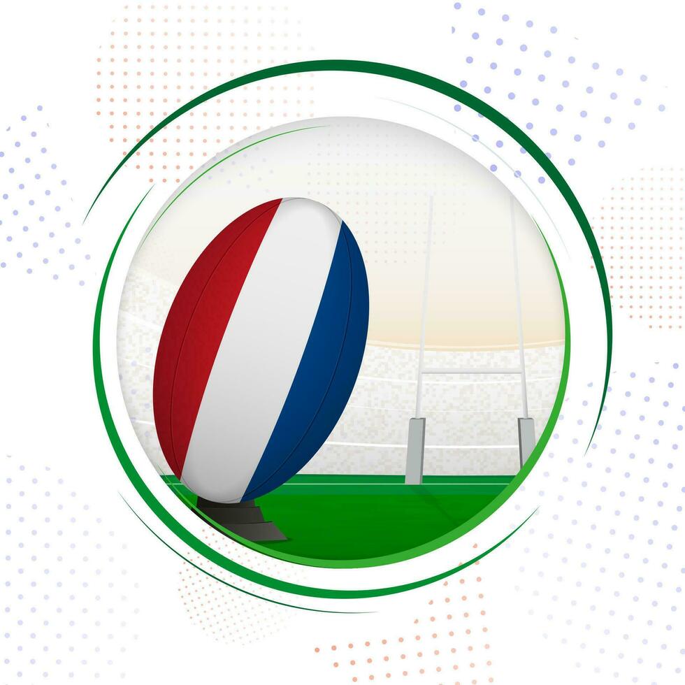 Flagge von Niederlande auf Rugby Ball. runden Rugby Symbol mit Flagge von Niederlande. vektor
