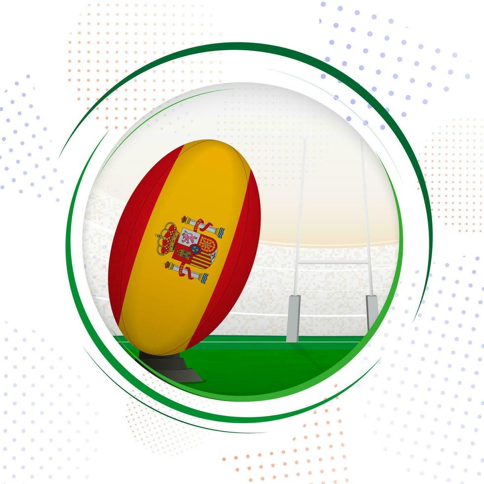 flagga av Spanien på rugby boll. runda rugby ikon med flagga av Spanien. vektor