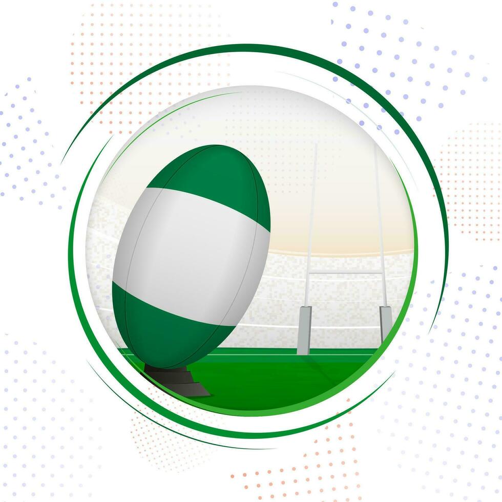 Flagge von Nigeria auf Rugby Ball. runden Rugby Symbol mit Flagge von Nigeria. vektor