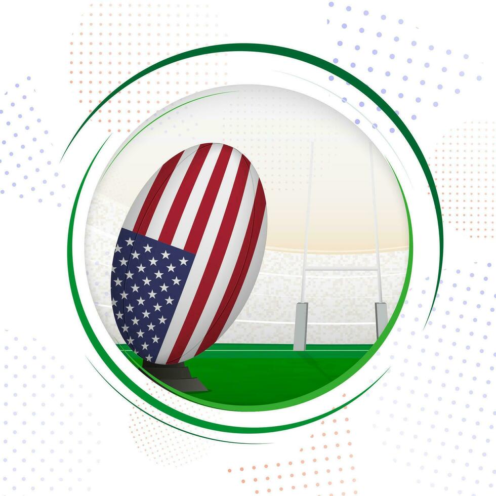 Flagge von USA auf Rugby Ball. runden Rugby Symbol mit Flagge von USA. vektor