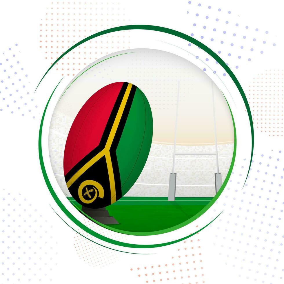 Flagge von Vanuatu auf Rugby Ball. runden Rugby Symbol mit Flagge von Vanuatu. vektor