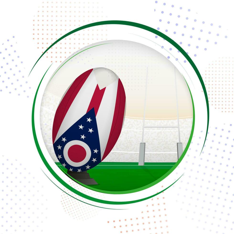 Flagge von Ohio auf Rugby Ball. runden Rugby Symbol mit Flagge von Ohio. vektor