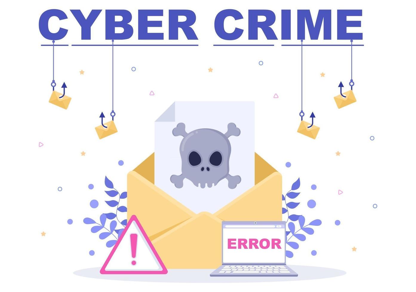 Cyber Crime Illustration Phishing, das digitale Daten, Gerätesysteme, Passwörter und Bankdokumente vom Computer stiehlt vektor