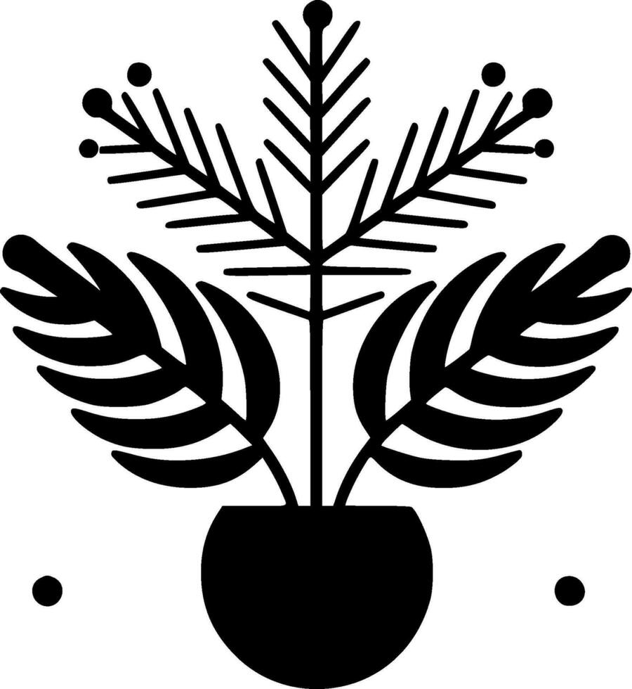 växter - svart och vit isolerat ikon - vektor illustration