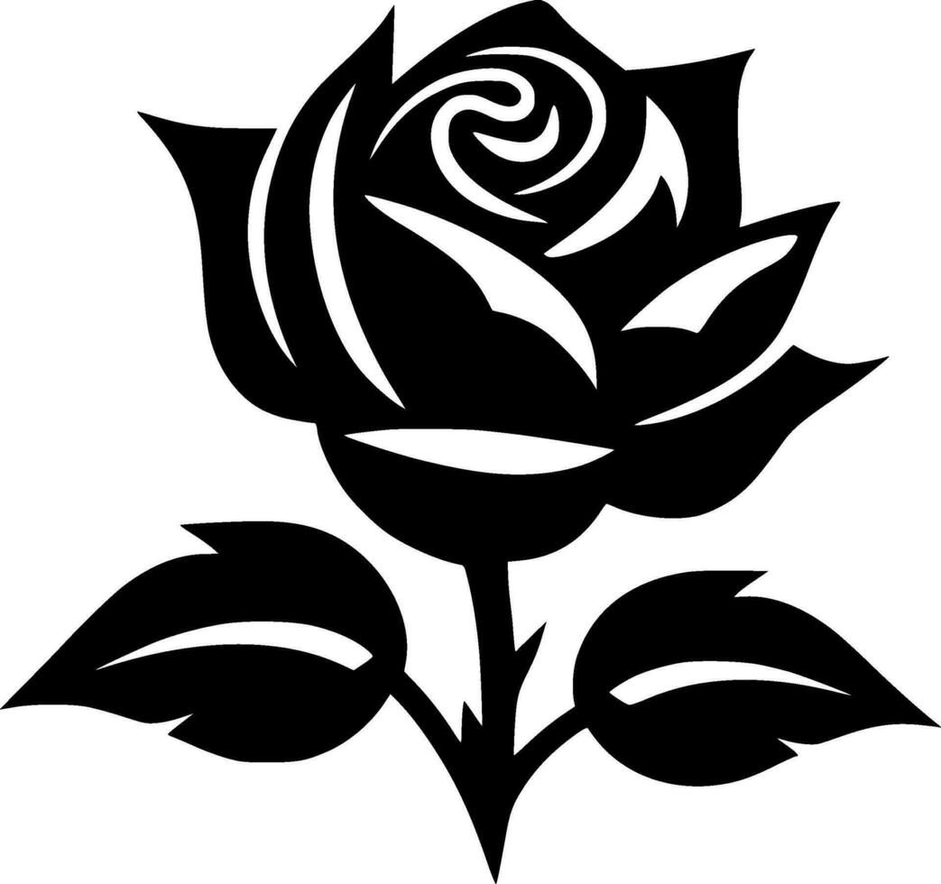 Rose - - schwarz und Weiß isoliert Symbol - - Vektor Illustration