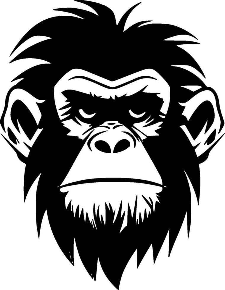 apa, svart och vit vektor illustration