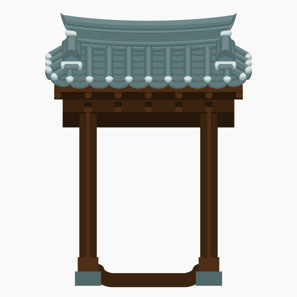 editierbar traditionell Koreanisch Hanok Tür Gebäude Vektor Illustration zum Kunstwerk Element von orientalisch Geschichte und Kultur verbunden Design