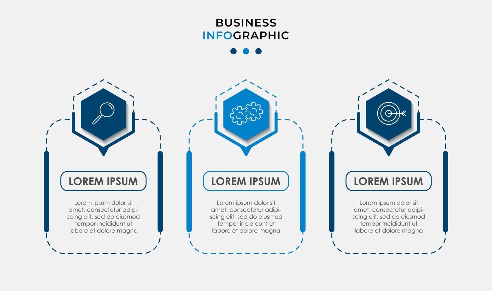 minimal affärsinfografikmall. tidslinje med 6 steg, alternativ och marknadsföringsikoner .vektor linjär infografisk med två cirkel konekterade element. kan användas för presentation. eps10 vektor