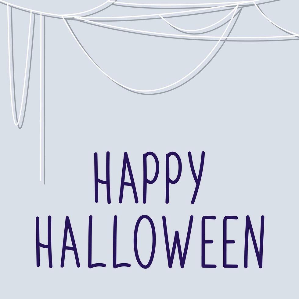halloween design mall med spindelnät och inskription Lycklig halloween. halloween hälsning kort design. vektor illustration.