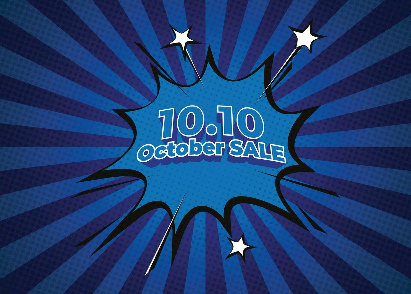 10 Oktober Einkaufen Tag Blitz Verkauf Text Wirkung. Verkauf Beförderung Comic Stil Banner Text vektor