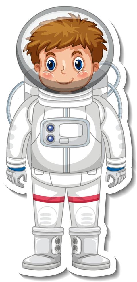 astronaut eller rymdman seriefigur i klistermärke stil vektor