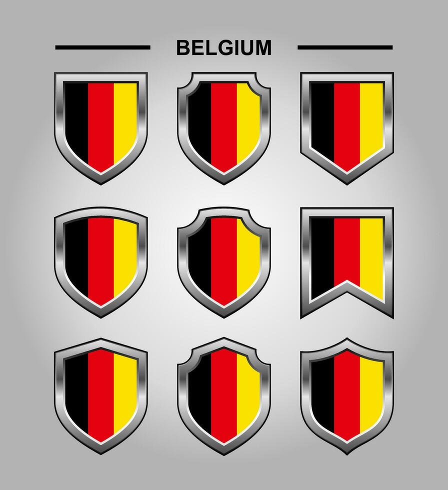 belgien nationell emblem flagga och lyx skydda vektor