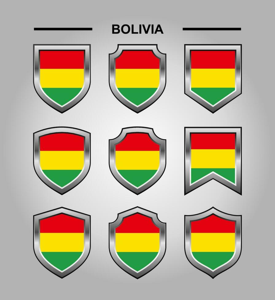 Bolivien National Embleme Flagge und Luxus Schild vektor