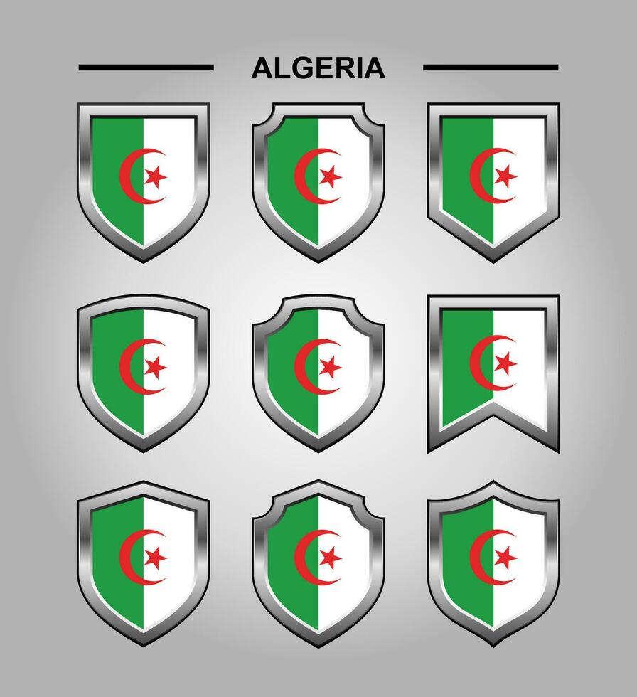 Algerien National Embleme Flagge und Luxus Schild vektor