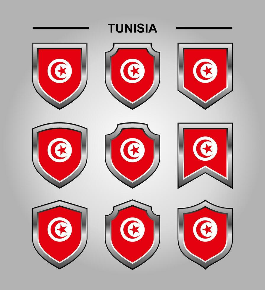 tunisien nationell emblem flagga och lyx skydda vektor