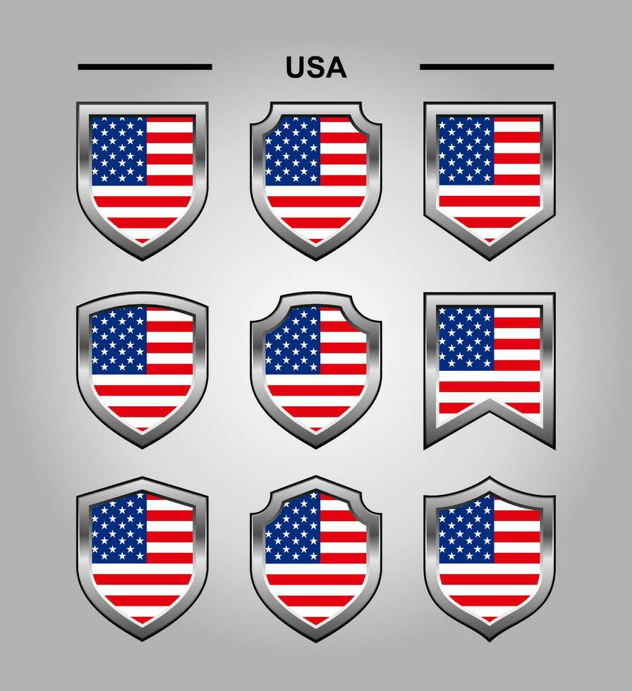 USA nationell emblem flagga och lyx skydda vektor