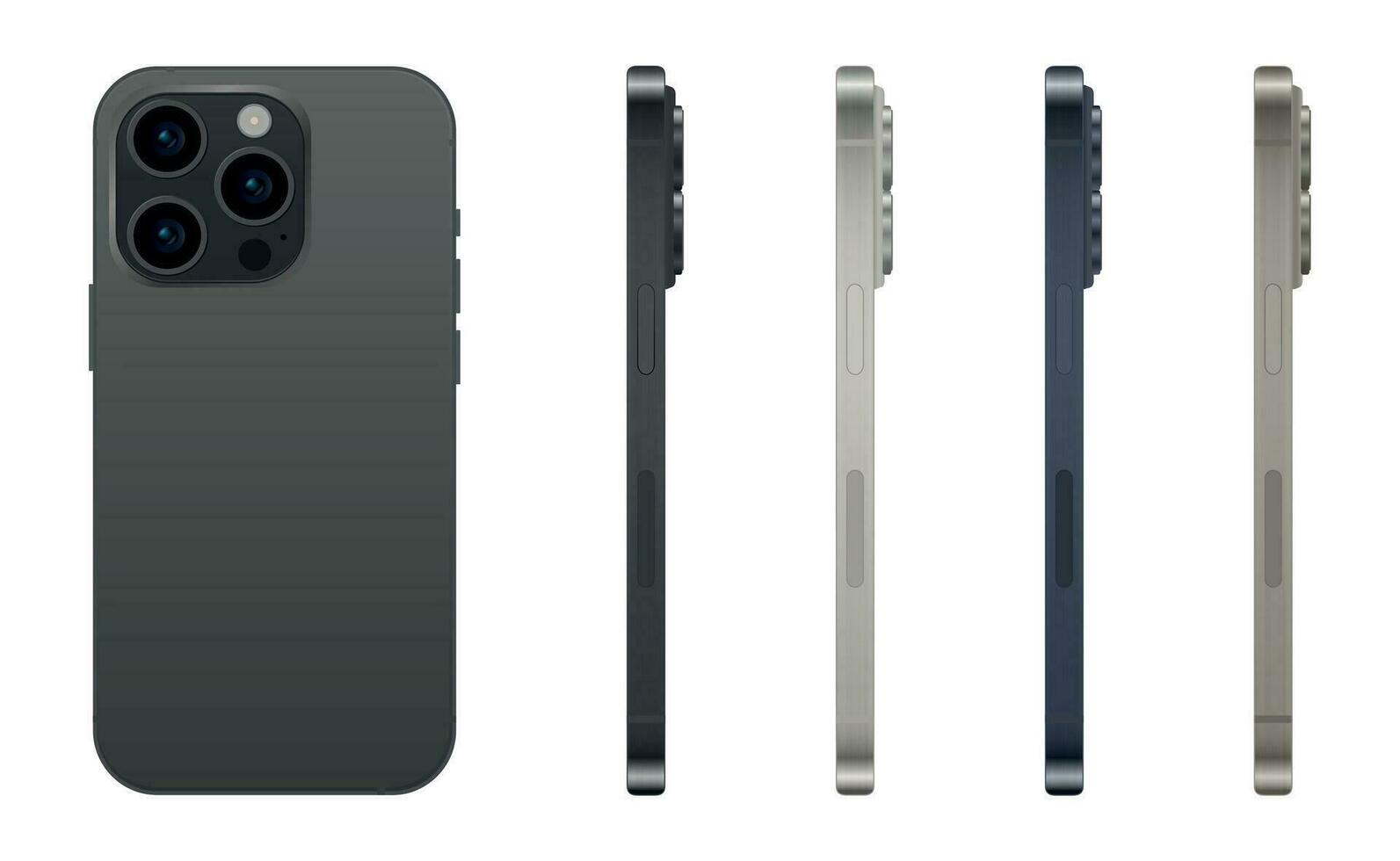Neu Smartphone 15 Profi, modern Smartphone Gerät, einstellen von 4 Stücke im Neu Original Farben - - Vektor