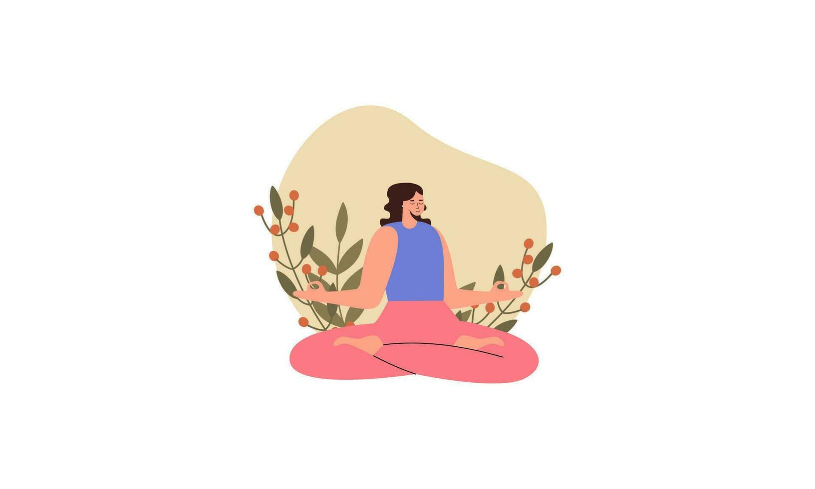 lugn kvinna mediterar utomhus- vektor isolerat illustration