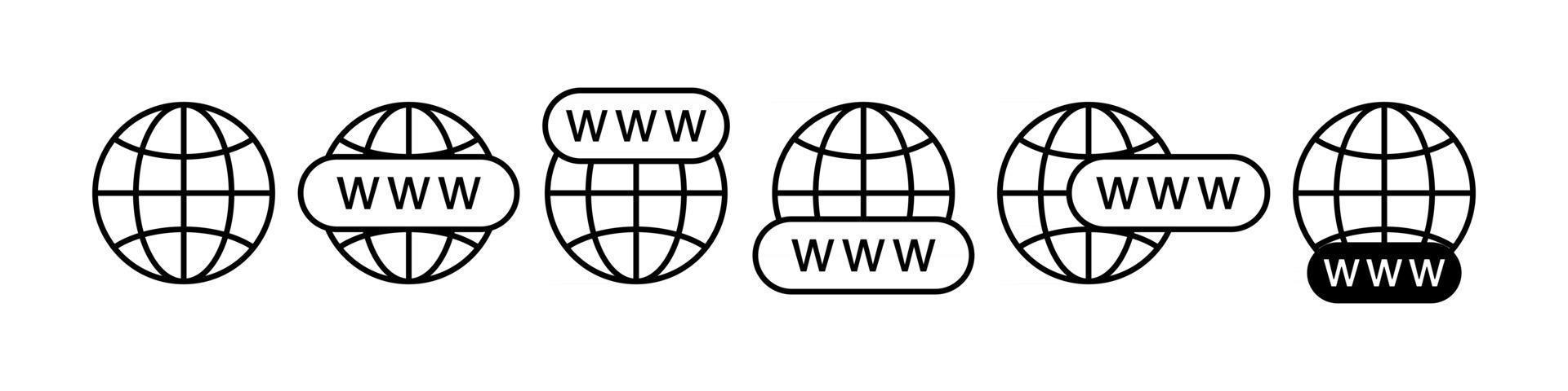 internet www sök ikoner set vektor