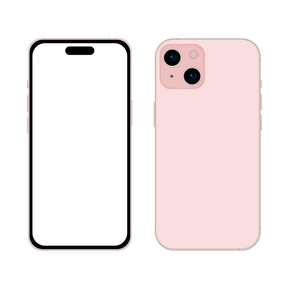 Neu Rosa Smartphone Modell- 15, Attrappe, Lehrmodell, Simulation Vorlage auf Weiß Hintergrund - - Vektor