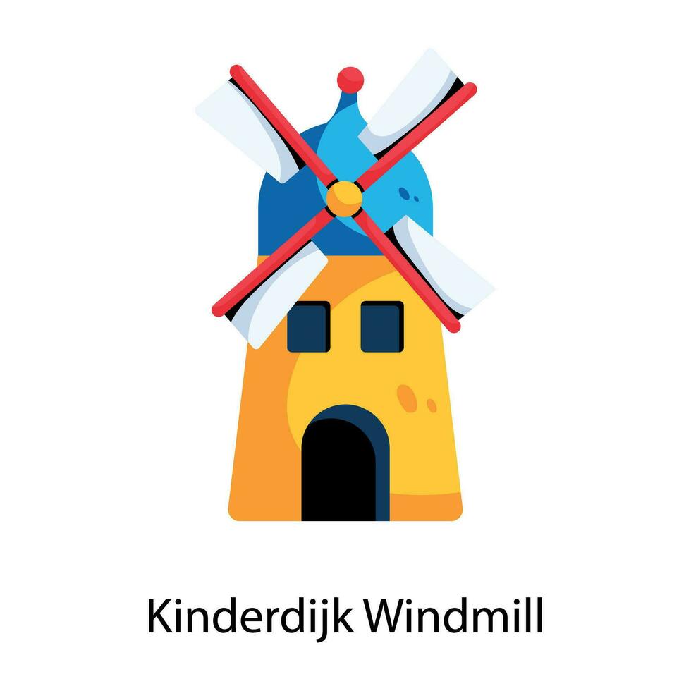 modisch kinderdijk Windmühle vektor