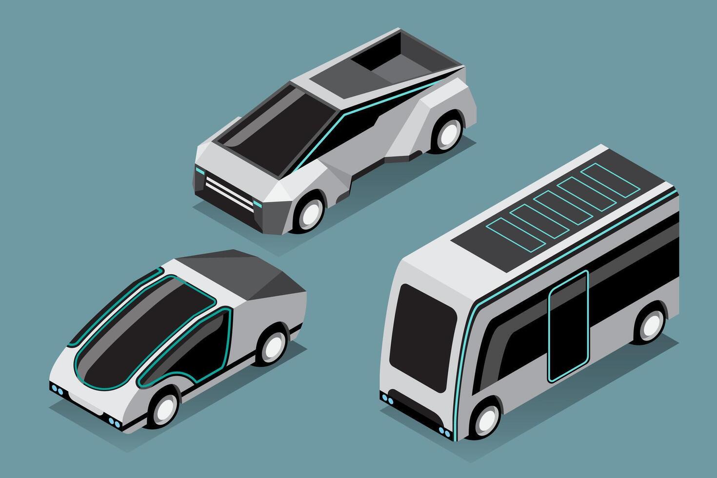 Stellen Sie ein Modell des Hitech-Autos in modernem Design ein vektor