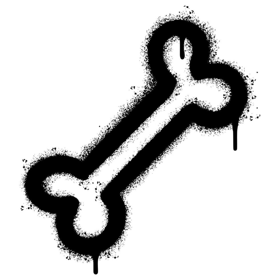 sprühen gemalt Graffiti Knochen Symbol gesprüht isoliert mit ein Weiß Hintergrund. Graffiti Knochen Symbol mit Über sprühen im schwarz Über Weiß. vektor