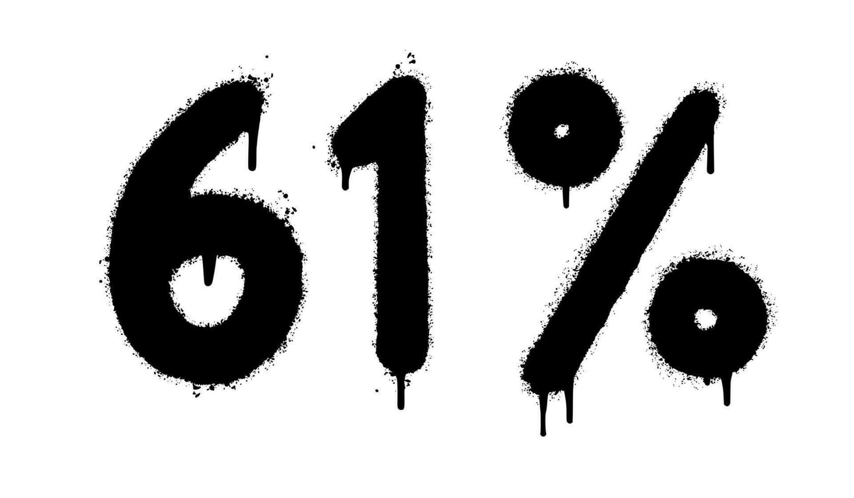 spray målad graffiti 61 procent sprutas isolerat med en vit bakgrund. vektor